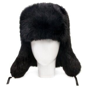 Frr Sz XXL Natural Genuine Luxury Dyed Black‎ Fox Fur Russian Style Leather Ties